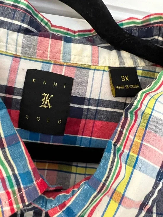 Karl Kani Red Plaid Short-Sleeve Button-Up Shirt Size 3XL - Picture 3 of 6